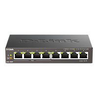 DGS-1008P/F3A Коммутатор/ PoE-коммутатор, 8x1000Base-T (4x1000Base-T PoE), PoE-бюджет 60 Вт, корпус металл