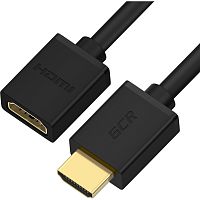 GCR-54445 GCR Удлинитель 1.0m HDMI-HDMI, M/F, поддержка 4K, Full HD, 10.2 Гбит/c, черный, 24K GOLD, 30/30 AWG, 2 Х экран