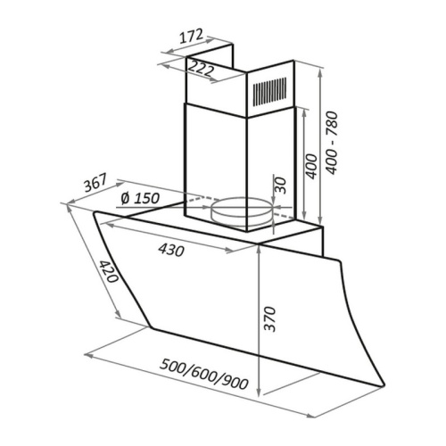 SKYSTARCHEF60GlassBeige ВЫТЯЖКА MAUNFELD/ Наклонная вытяжка с настенным креплением, 60 см, 1000 м3/ч бежевый фото 4