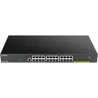 DGS-1250-28XMP/A1A Коммутатор/ DGS-1250-28XMP Smart L2 Switch 24x1000Base-T PoE, 4х10GBase-X SFP+, PoE Budget 370W, CLI, RJ45 Console